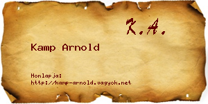 Kamp Arnold névjegykártya